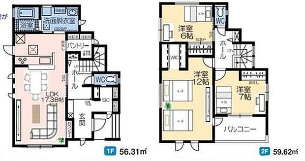 【3LDK】主寝室はゆとりの12帖♪
人気の対面式キッチンは料理をしながらご家族とコミュニケーションが取れます！