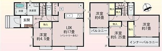 【4LDK】明るく開放的なLDK♪
シューズクロークやパントリーなど大型収納も充実!