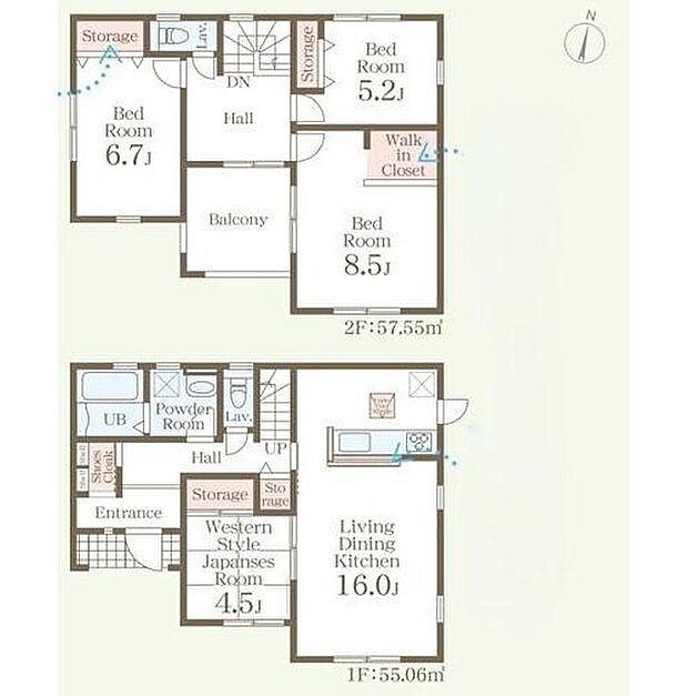 【4LDK】シューズクロークあり♪
あると落ち着く和室スペースは来客用やお昼寝スペースにおすすめ！