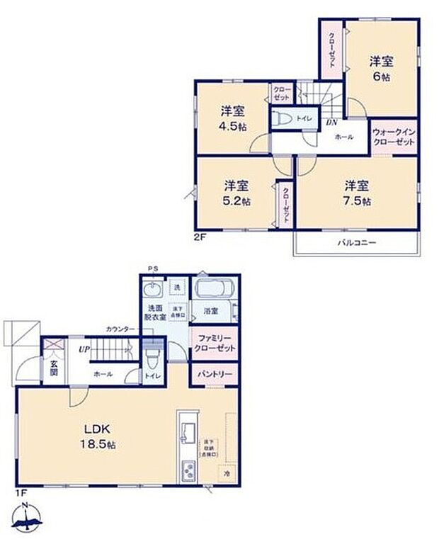 【4LDK】まとめ買いしても置き場所の心配いらずのパントリーを採用！
家族が多いとすぐなくなってしまう水や食材をまとめ買いしても置き場所に困らないのはうれしいですね♪