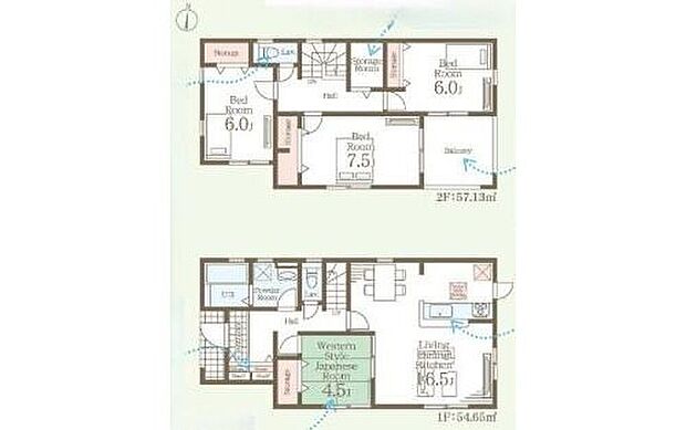【4LDK+S】全室南向き♪ストレージルームあり♪
リビングの続き間の和室は来客用やお昼寝スペースにおすすめ！