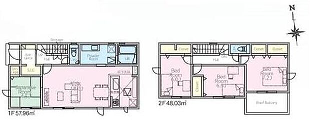 【4LDK】カウンターキッチンを採用した4LDKプラン!
折上天井があることでスタイリッシュな雰囲気を生み出してくれるのもポイントです♪
玄関にはSICを完備しているので、荷物がすっきり片付きます!