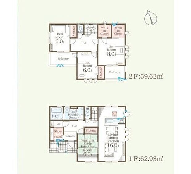 【4LDK】ベビーカーやゴルフバックも収納できるシューズインクローク完備！
リビングに続き間の6帖和室があります♪引き戸を開けると開放的な空間へと変わります♪