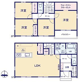 明るく開放的な４LDK♪
パントリー付きなので買いだめしてもすっきり収納できます！ 