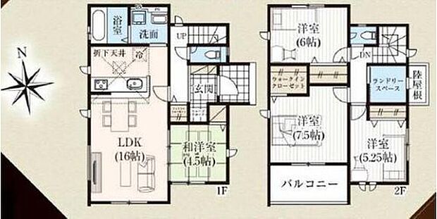 【4LDK】人気の対面式キッチン♪
あると落ち着く和室スペースは来客用やお昼寝スペースにおすすめ！