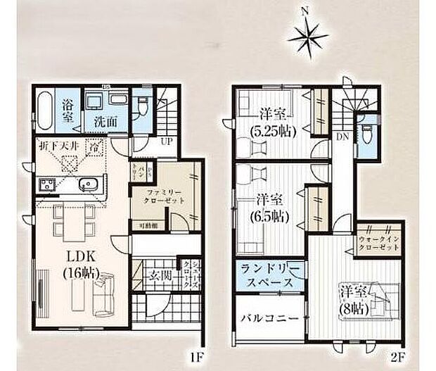 【3LDK】パントリーあり♪
ファミリークローゼットやランドリースペースなど大型収納充実！