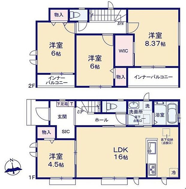 【4LDK】広々とした解放感のあるLDKに、自分好みのインテリアでレイアウト。季節ごとに模様替えなども、楽しみの一つとなりそうです♪
ウォークインクローゼットなどの大型収納も充実しています!