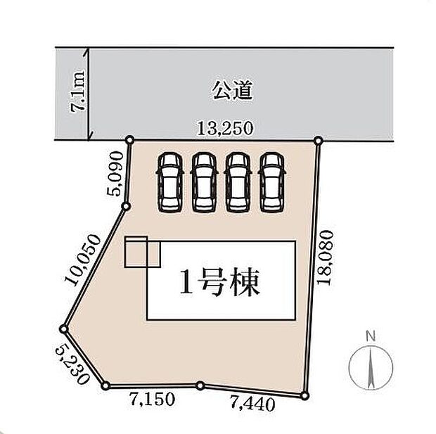 【全体区画図】前面道路は7.1ｍ！駐車スペースも広々で駐車もラクラク！