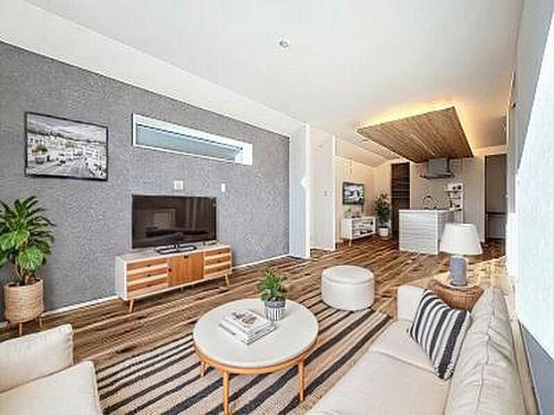 【寛ぎの空間リビング】
毎日過ごす場所だからこそ、飽きのこないデザインが大事。本当に欲しい【寛げる空間】を実感して頂けます。(画像内の家電・家具等はCGです。本物件には付帯されません。)