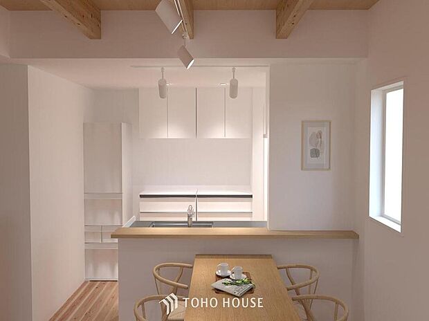 【完成予想図(内観)】【リビングパース】
空気感という居心地の良いＢＧＭは、心からのやすらぎと満足感を与えてくれます。通風と採光を考慮したリビングは地域の鼓動を感じながらお寛ぎ頂くことが可能です。