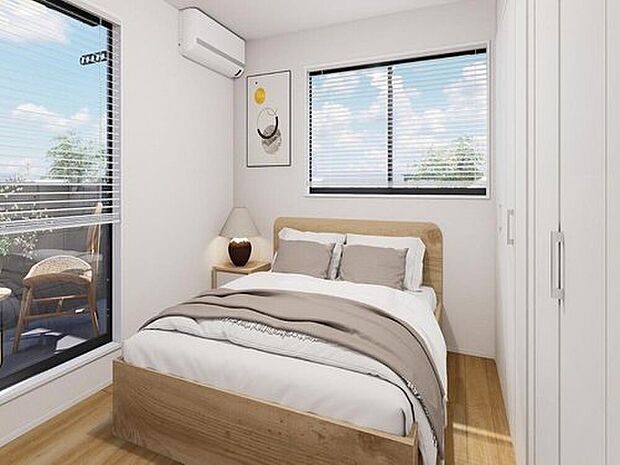 【居室（パース）】二面採光・通風良好◎ぐっすり眠ってしまいそうです。。。