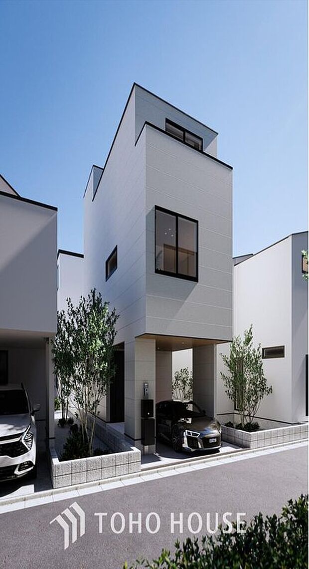 【完成予想図(外観)】帰宅途中にショッピングやカフェを楽しんだり、利便性の良いこの地の生活は人々を魅了します。心行くままに季節の流れを感じ、ゆったりとした一時を。