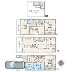 天空の家【大型ショッピングモールが近く利便性の良い暮らし】船橋市前原東2丁目　新築戸建 その他