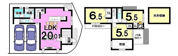 【新築参考プランA】■土地2600万円（100.00ｍ2）
■建物1699万円（83.86ｍ2）