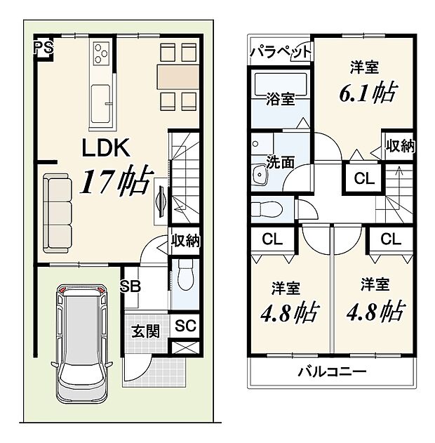 【新築参考2階建てプラン】建物価格:1729万円 建物面積:79.21m2
