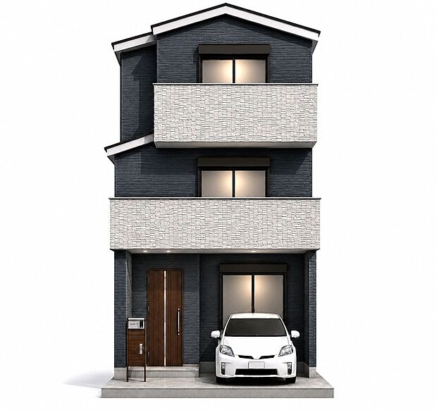 【イメージパース(新築参考3階建てプラン)】間取り図を基に作成したイメージパース図です。外構など、ご要望ございましたらお客様に合わせて作成いたします