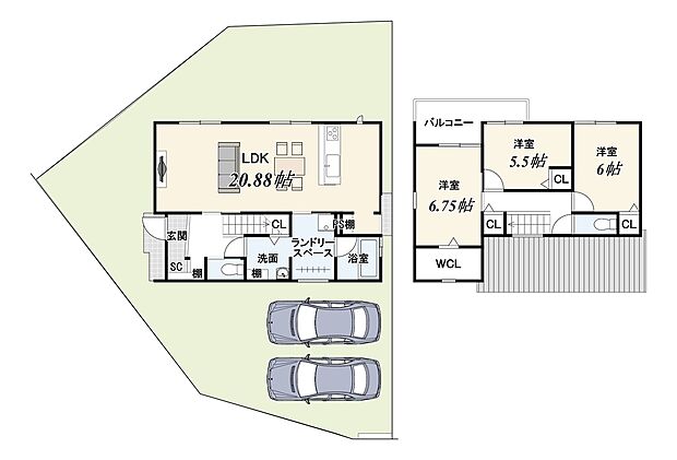 新築参考プランA 建物価格2299万円/建物面積98.42m2