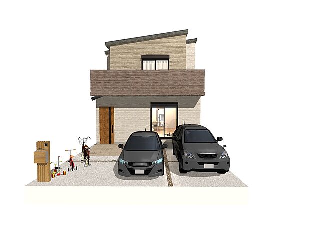 【【外観】※1号地イメージパース】小学校まで徒歩8分で到着!大通りを通らずに通学できるためお子様も安心です♪