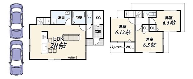 【３号地：新築参考プラン】建物：89.10ｍ2/建物価格：1829万円
B・Cプランもございます！詳しくはスタッフまで