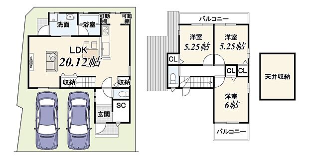 【3LDK】（駐輪場面積2.43ｍ2・備蓄倉庫面積1.62ｍ2含）