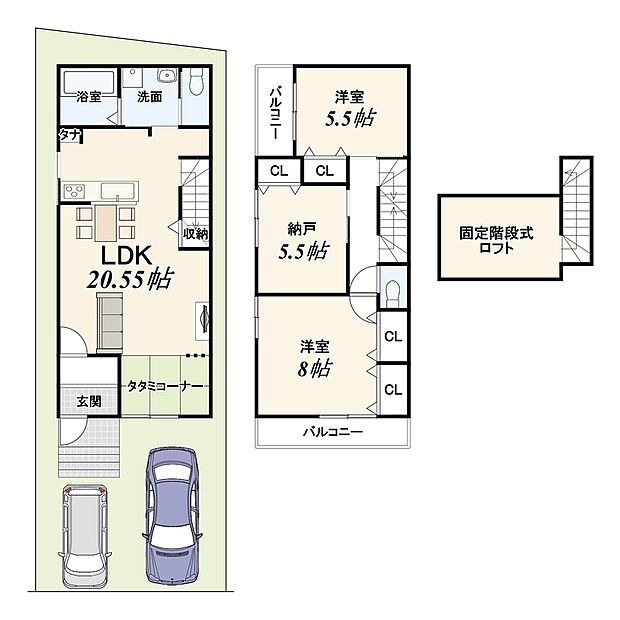 【【2号地:新築参考プラン】】建物価格1900万円 建物面積90.72m2