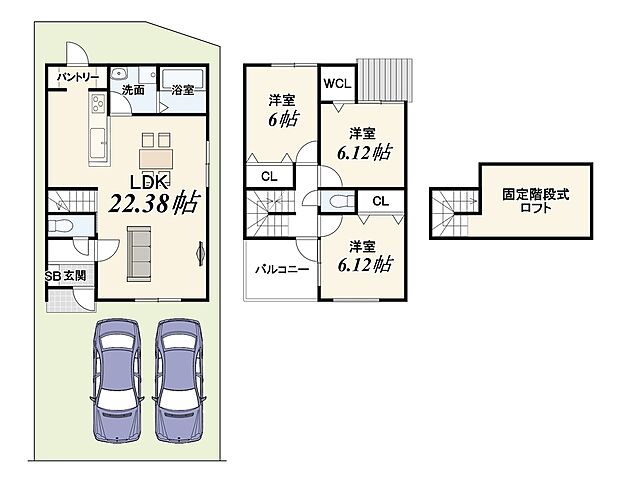 【【2号地新築参考プラン】】建物価格1900万円 建物面積90.72m2