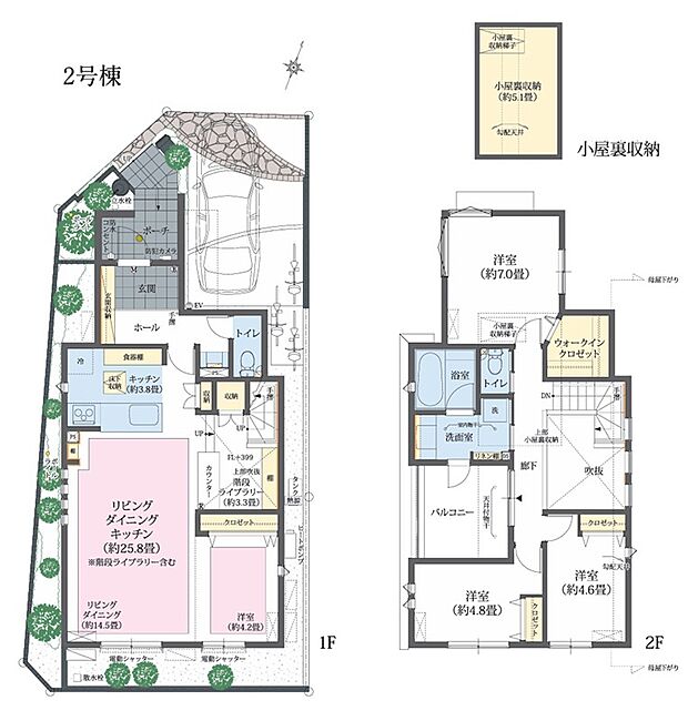 2号棟・3(4)LDK 敷地面積/111.79m2 建物面積/106.09m2
