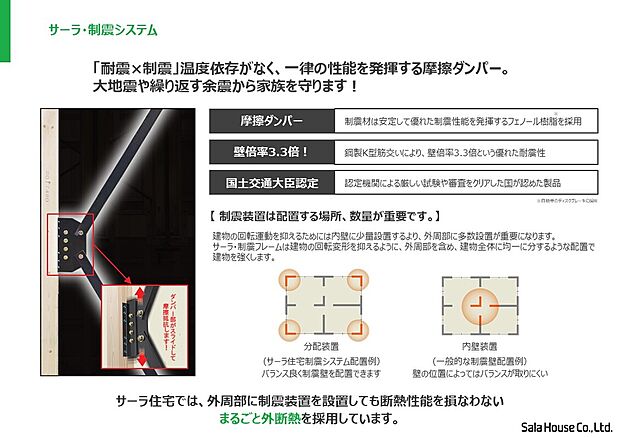 【■制震システム】大地震やくりかえす余震から家族を守ります! 建物の強度を高めつつ、地震エネルギーを吸収。2つの機能を同時に発揮します。
