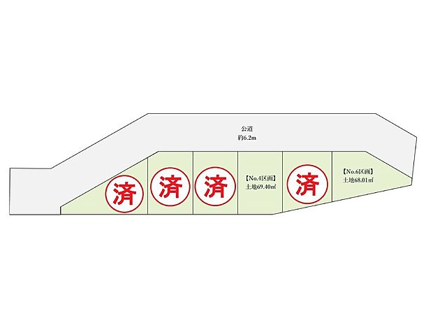 全体区画図:閑静な住宅地で子育て家族にピッタリ。毎日のお散歩も快適な緑に恵まれたエリアで、自然に包まれた穏やかな暮らしを実現するための、ゆとりある住環境が整っています。