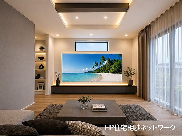 ■リビング■本画像はAIがCGで家具作成しており、実際の現地に家具は設置されておりません。また、販売価格に家具等は含まれておりません。