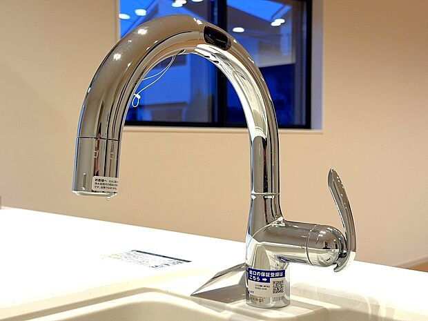 【ビルトイン浄水器】キッチンには浄水器を標準装備。水を飲むという場面以外にも料理で使用したり、野菜を洗う場合もキレイな水で洗いたいという人が増えてきています。