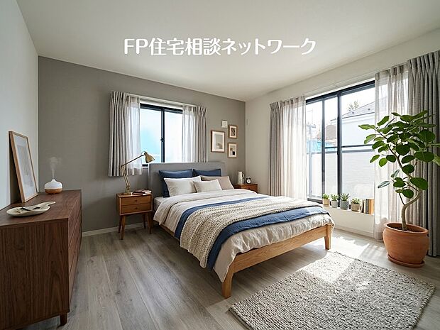 【リビング以外の居室】本画像はAIがCGで家具作成しており、実際の現地に家具は設置されておりません。また、販売価格に家具、小物等は含まれておりません。