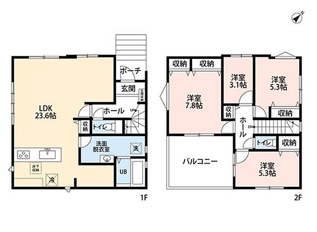 (1号棟)、価格4248万円、4LDK、土地面積132.95m2、建物面積105.42m2