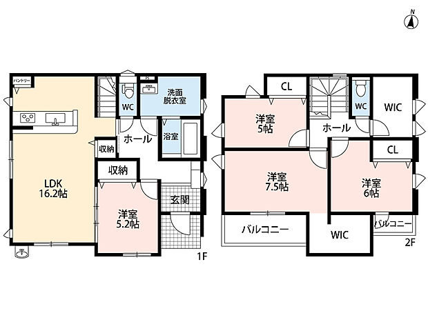 【4LDK】2面バルコニーで光注ぐ空間設計☆パントリー、ファミリークローク、WIC、リビング収納等、収納豊富でゆとりのある暮らしが実現＾＾