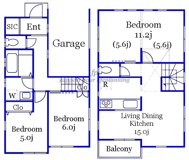 価格：4580万円、間取り：3LDK、土地面積：70.55m2、建物面積：95.31m2　／　ビルトインガレージ　南面バルコニー　シューズインクローク　2階洋室は2部屋に分割可能　ロフトつき