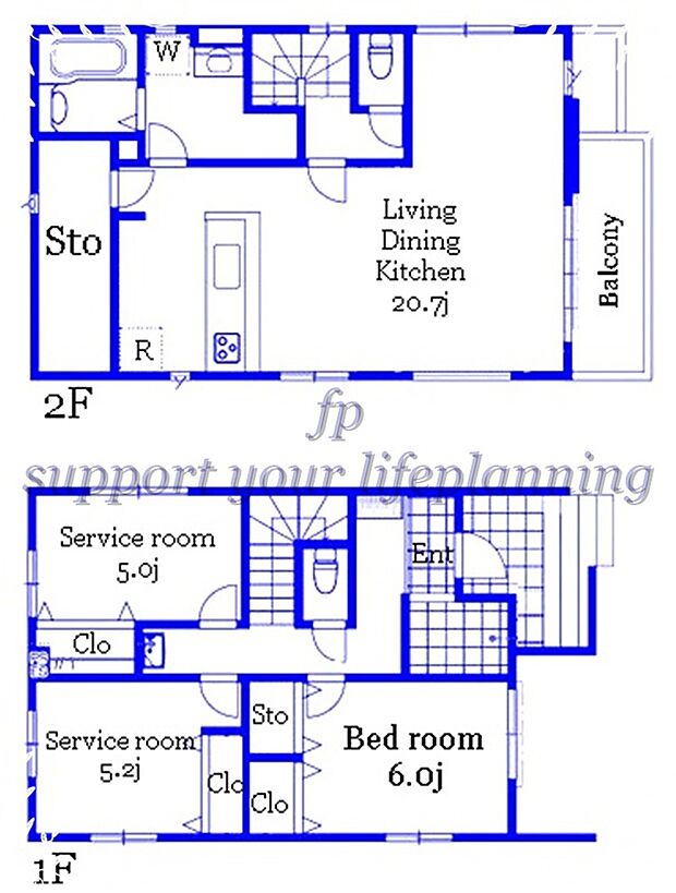 【1LDK+2S】建物面積に車庫部分7.24m2を含みます。
