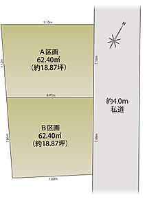 各区画3680万円(土地のみの価格)です 