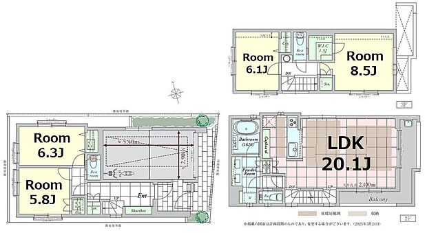 【2LDK+2S】建物面積の車庫18.05m2、ポーチ4.05m2含む
