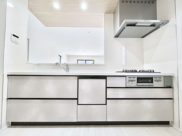 食洗機・浄水器・3ツ口コンロなどデザイン性も機能性も兼ね備えたシステムキッチン!
