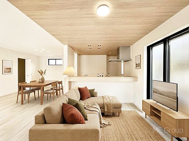 リビングには床暖房採用。ワンランク上の心地よい空間　※家具はCGです