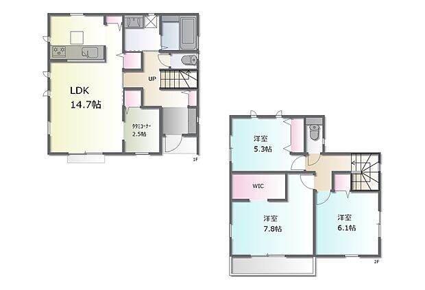 【9-B号棟 参考プラン例】建物プラン例 3SLDK 建物価格1716万円 建物面積92.53m2