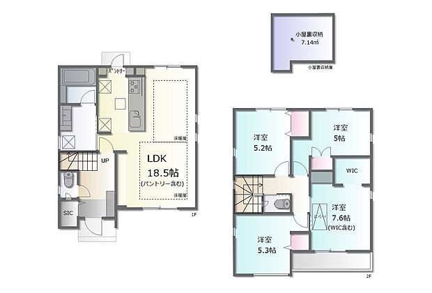 【1号地 参考プラン例】建物面積95.45平米 建物価格1800万円