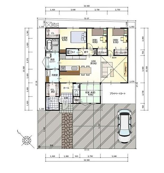 【4LDK】【一部外構工事費を含んでいます】
外から帰宅後はLDKと水廻りへ繋がっているため、部活や仕事で疲れた日はリビングを通らずそのまま浴室へと進んでいただけます！