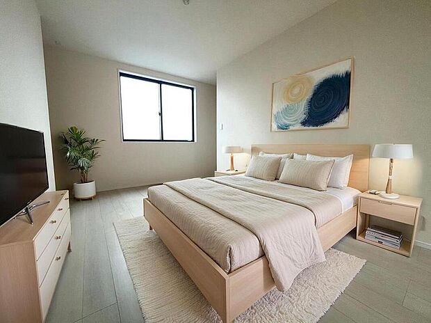 【リビング以外の居室】※写真の家具・インテリアはイメージCG画像です。暖かい日差しが差し込む洋室。たっぷり収納できるクローゼット付きでお部屋の中をすっきりと快適に保てます。