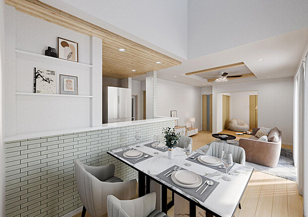 完成予想図（2号棟LDK）　※家具等をCGで加工しています。家具付販売ではございません。