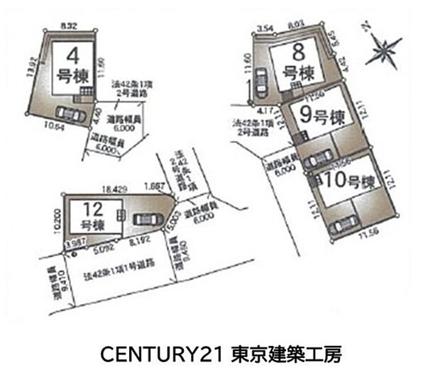 「8号棟」駐車スペース2台分ございます。第一種低層住居専用地域に位置し、落ち着いた住環境が魅力です。
