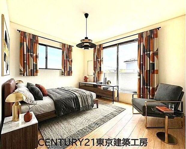 【同形状・同仕様写真(その他内観)】【同仕様:家具はCGにてレイアウト】
充分な広さの収納を備えた、採光良好な洋室。全居室、複層ガラスの遮熱効果と断熱効果で、一年中快適に過ごせます♪