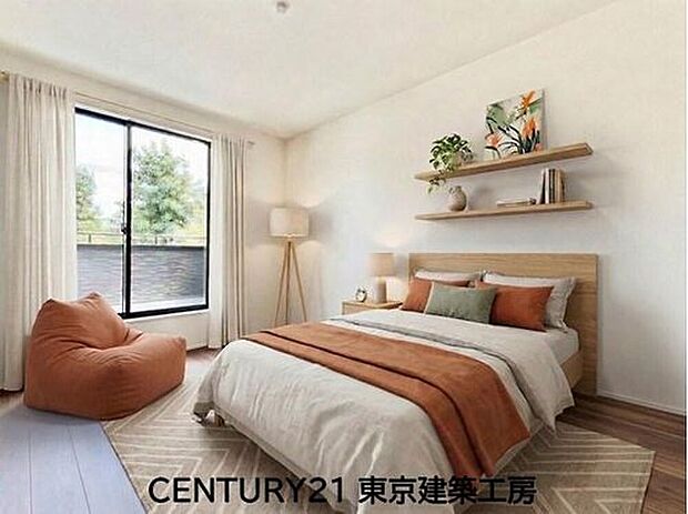 【洋室】【家具はCGで配置】
各部屋6帖以上でゆとりの広さ。