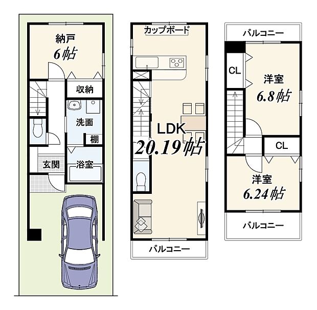 【新築参考プラン】
建物価格1824万円、建物面積93.22m2