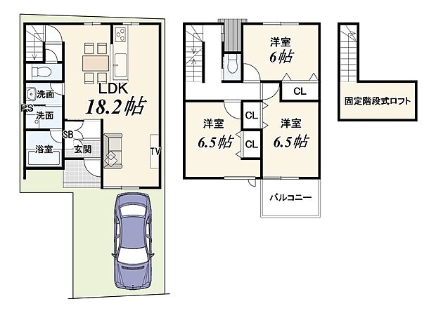 【【2号地 新築参考プラン】】建物面積:88.3m2/建物価格:1999万円